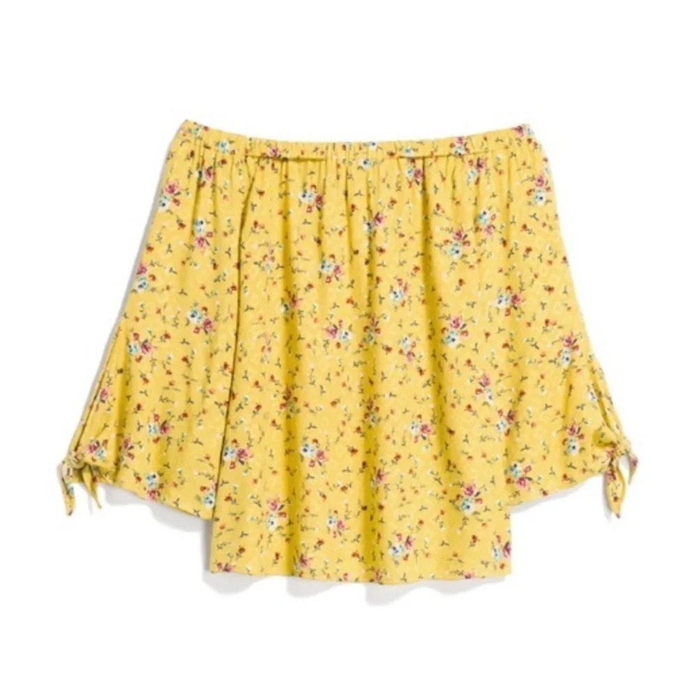 PaperMoon Off Shoulder Ditsy Floral Yellow XL Cottagecore Prairie Boho Top - Picture 8 of 8